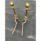 Antique Brass Claw Foot Fireplace Log Holder Andirons Heavy 31" Vintage