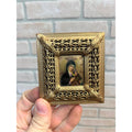 Vintage Ornate Gold Gilt Metal Framed Madonna & Child Reverse Painted Glass Icon