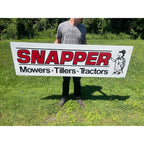 Vintage Snappers Mowers Tillers Tractors Embossed Metal Dealer Sign Advertising 70"x 20"