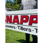Vintage Snappers Mowers Tillers Tractors Embossed Metal Dealer Sign Advertising 70"x 20"