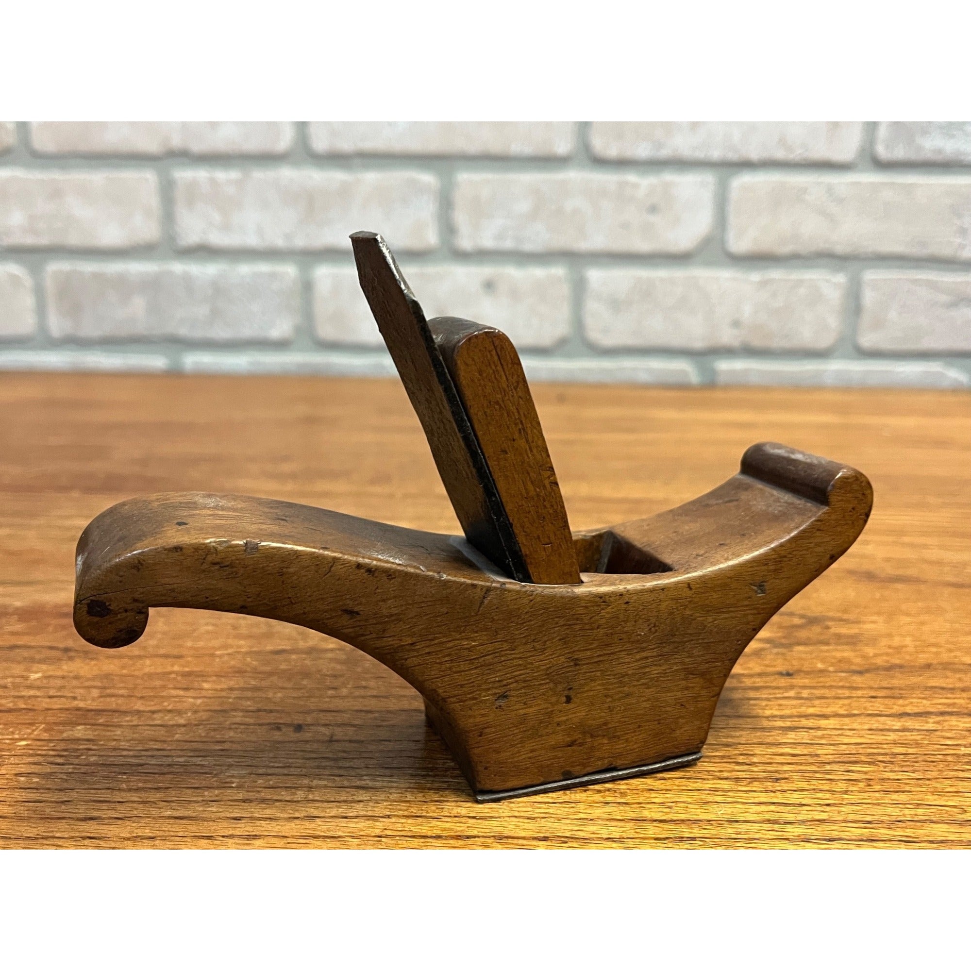 Antique c1880s Coachmakers Compass or Circular Wood Plane W/ Steel Sole