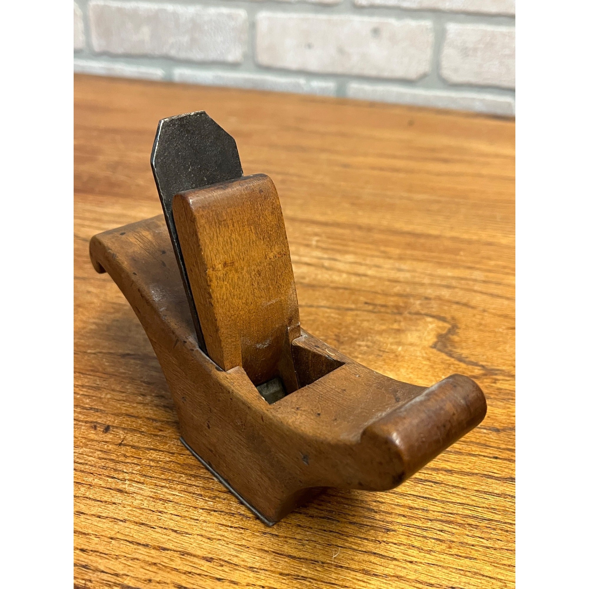 Antique c1880s Coachmakers Compass or Circular Wood Plane W/ Steel Sole