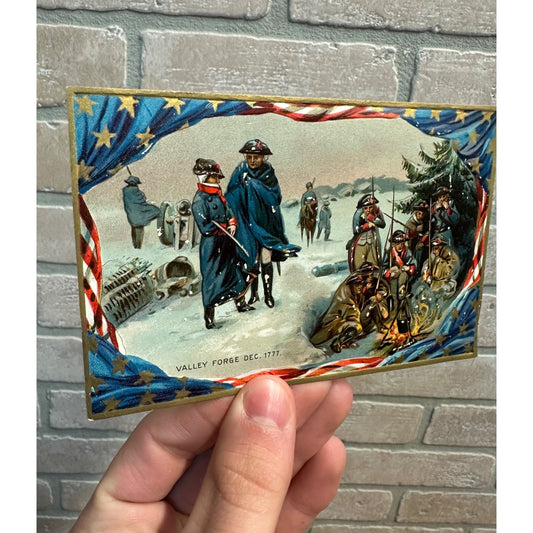 Patriotic Americana Postcard Valley Forge Independence Day Tuck George Washington