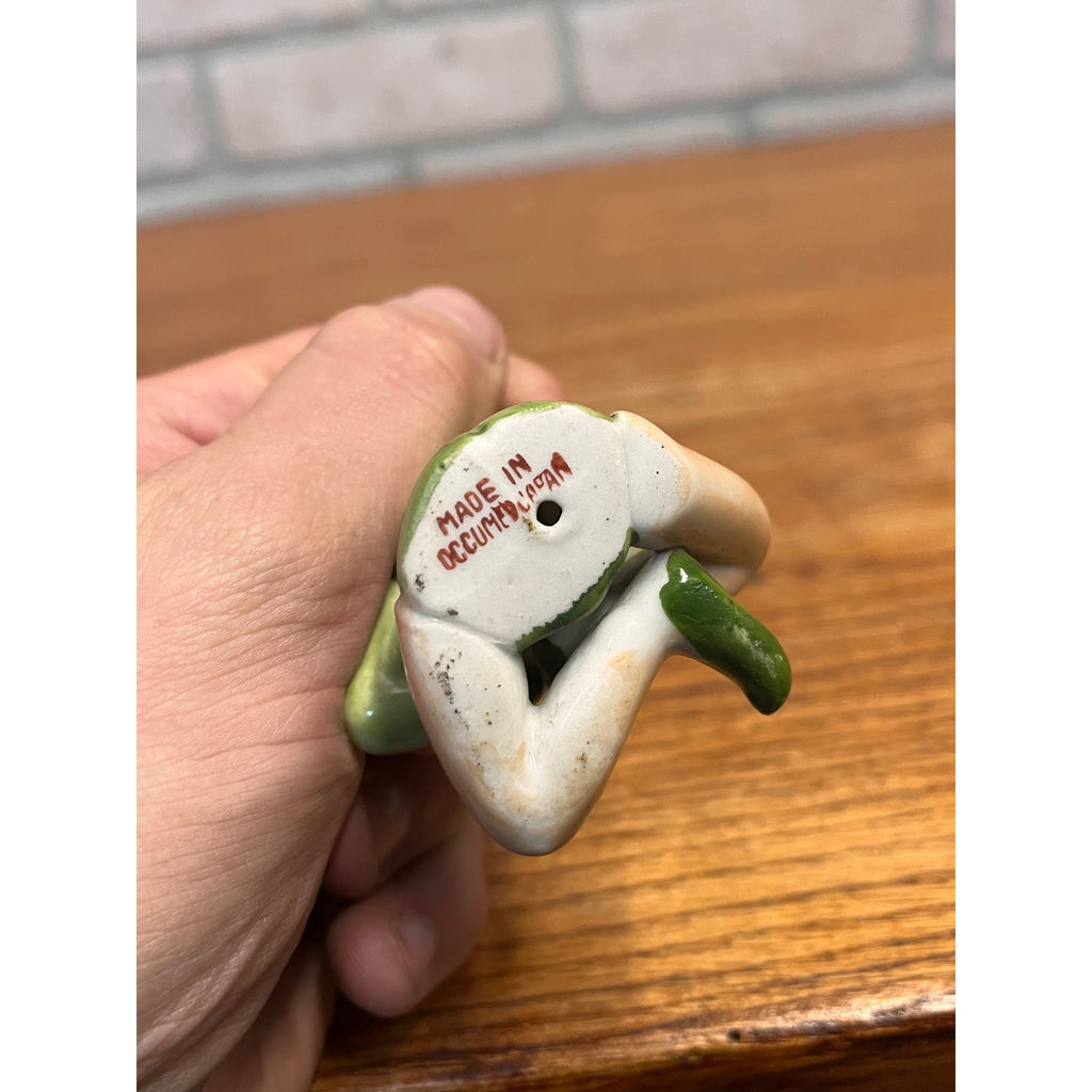Vintage 1940s Occupied Japan Sitting Grinning Spooky Eye Elf Pixie Figurine