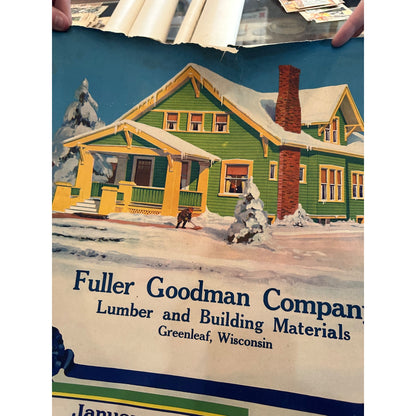 Vintage Fuller Goodman Lumber (Oshkosh Wis) Advertising Calendar Sign Farm Litho