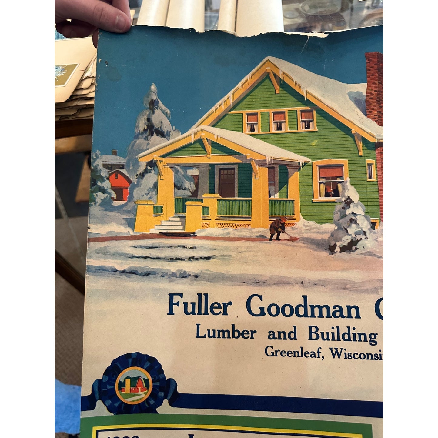 Vintage Fuller Goodman Lumber (Oshkosh Wis) Advertising Calendar Sign Farm Litho