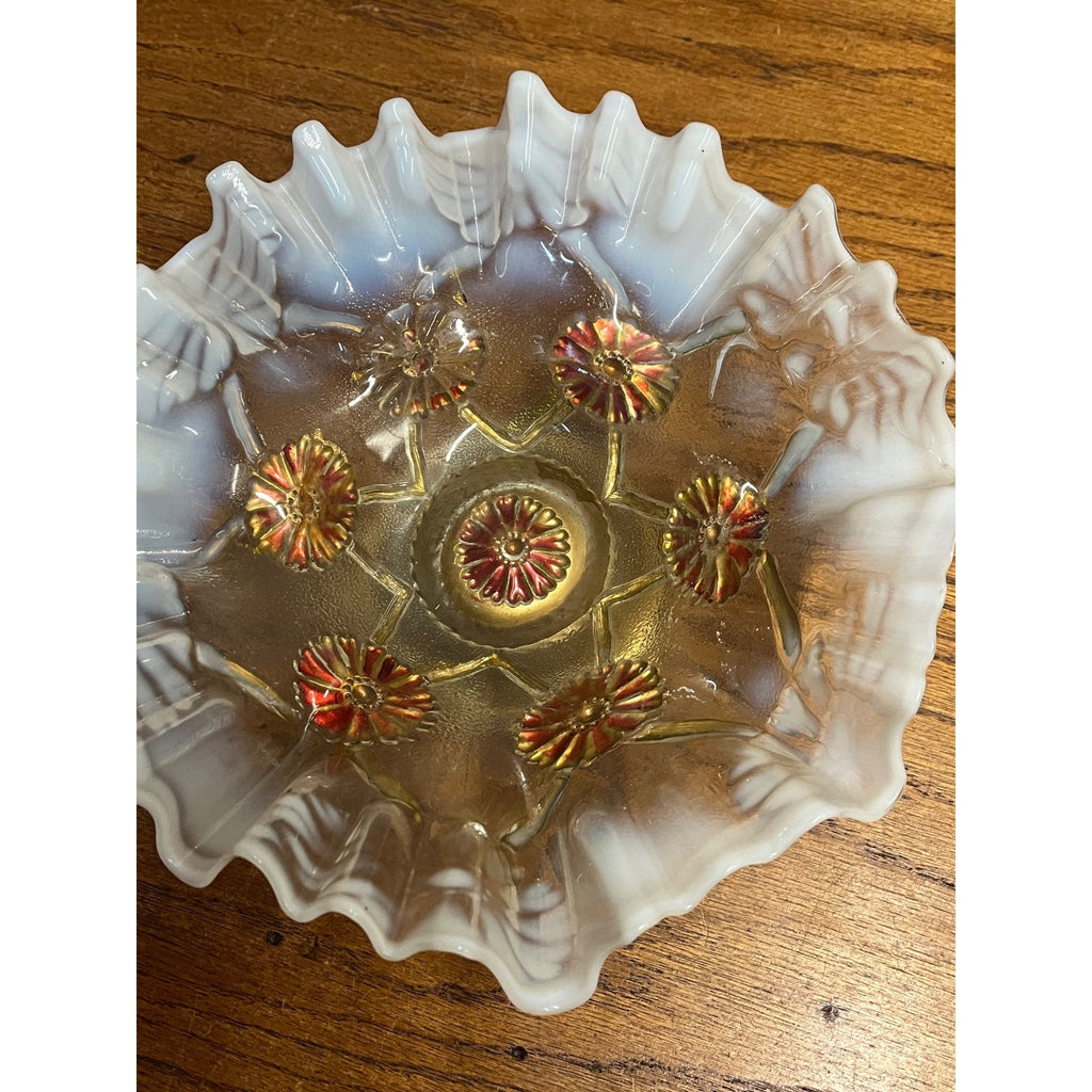 Vintage Fenton Art Glass Opalescent Ruffled Bowl