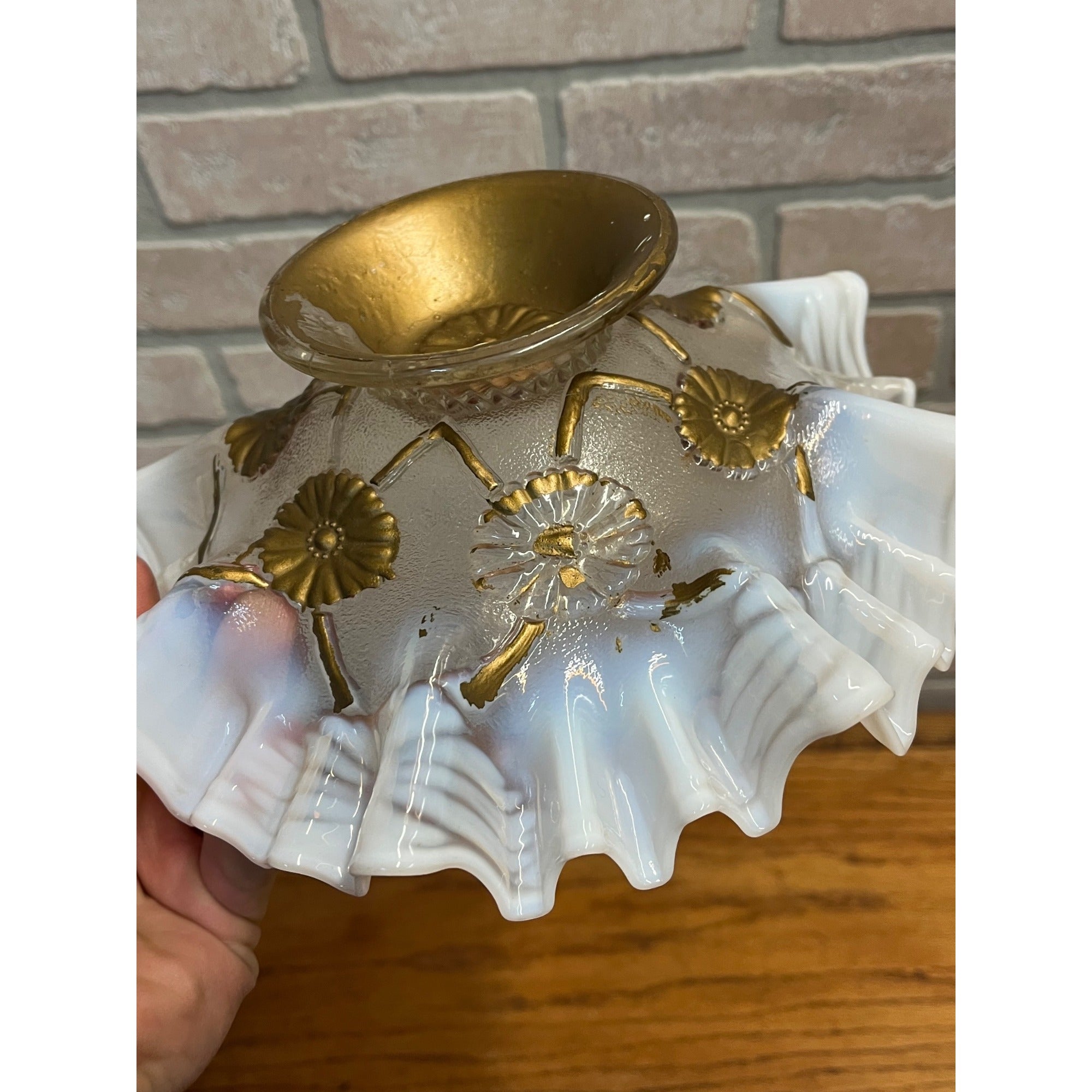 Vintage Fenton Art Glass Opalescent Ruffled Bowl