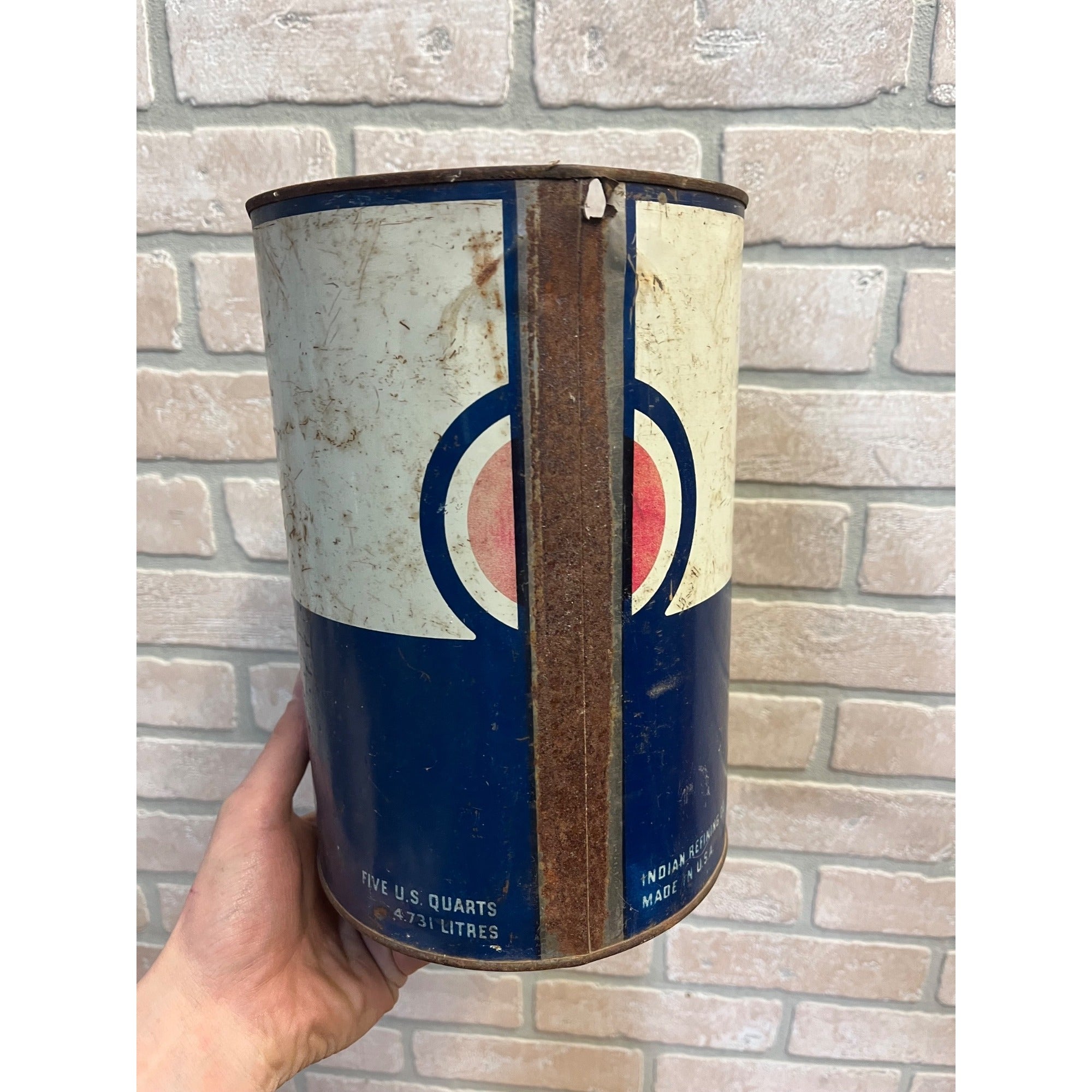 Vintage 5 Quart Havoline Motor Oil Can Auto Garage