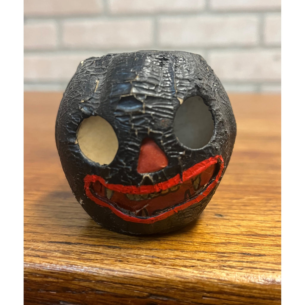 RARE Antique German Black Small Jack O'Lantern JOL Pressed Paper
