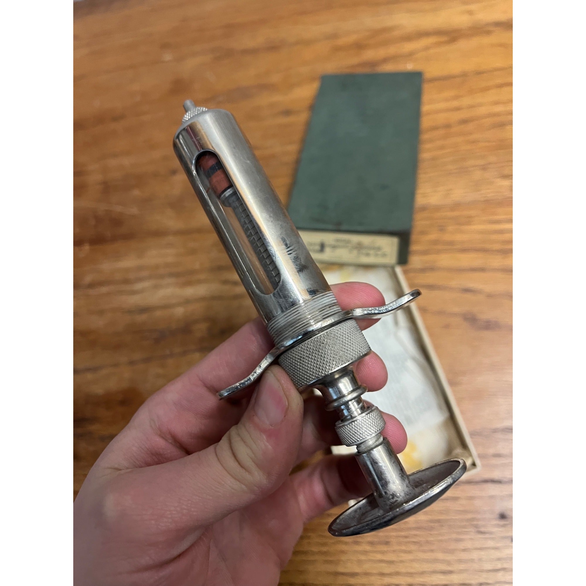 Vintage 1940s Ideal Veterinary Medical Syringe w/ Box Farm Collectible