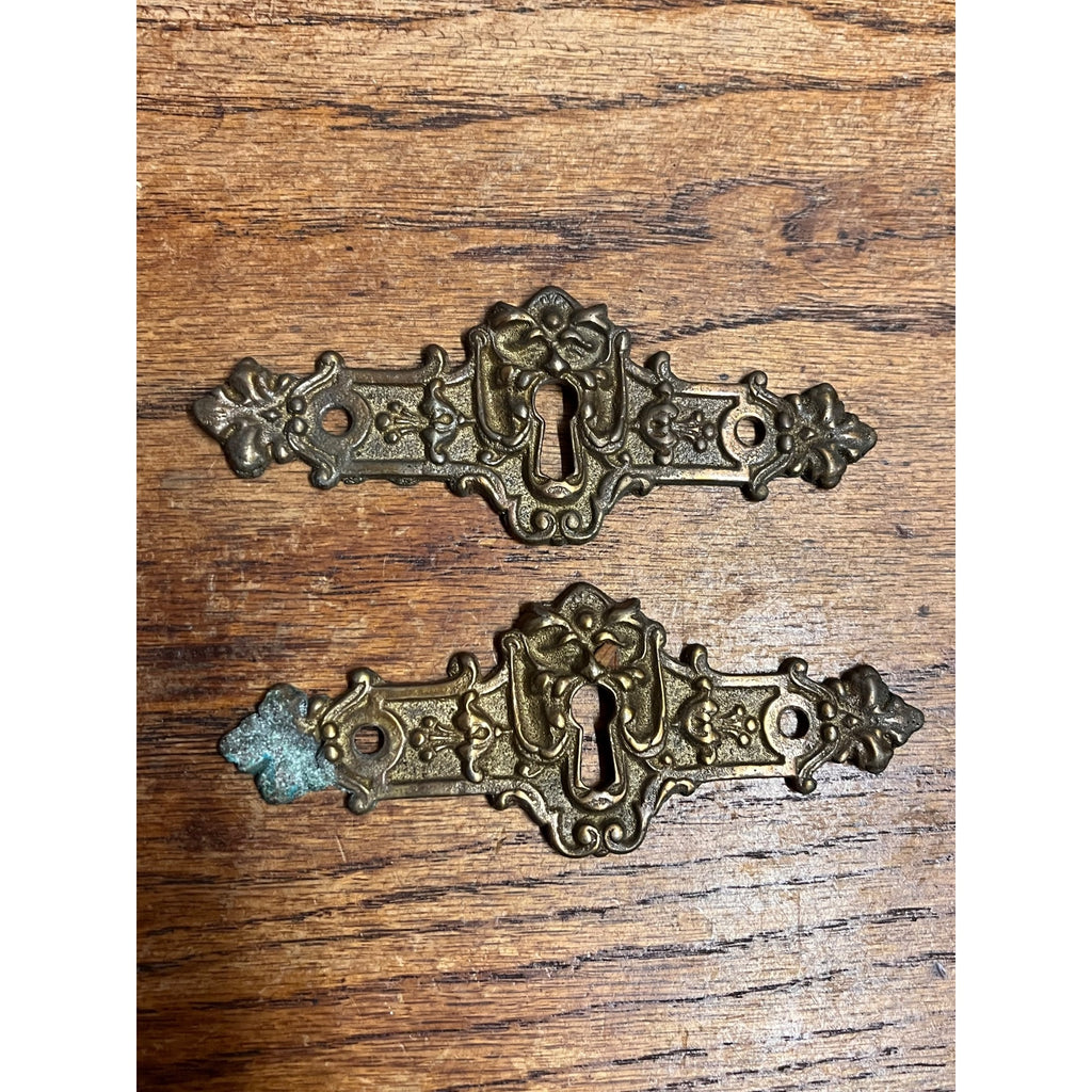 Antique Solid Brass Key Hole Escutcheons North Wind Northwind Man Victorian