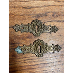 Antique Solid Brass Key Hole Escutcheons North Wind Northwind Man Victorian