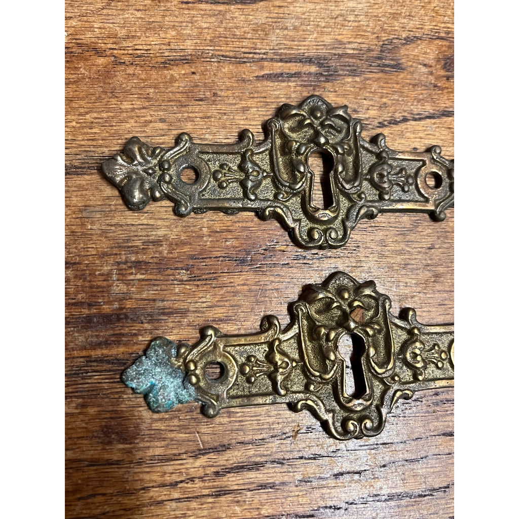 Antique Solid Brass Key Hole Escutcheons North Wind Northwind Man Victorian