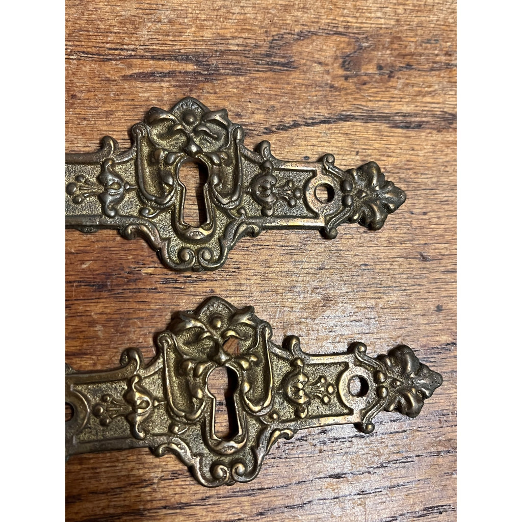 Antique Solid Brass Key Hole Escutcheons North Wind Northwind Man Victorian