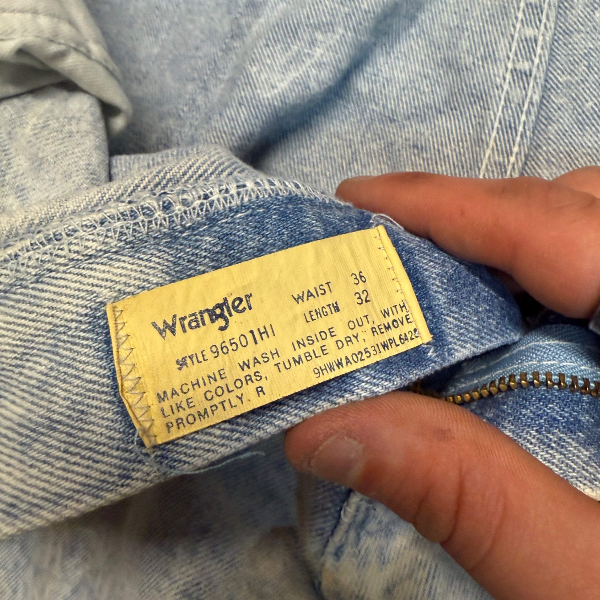 Wrangler White Acid Washed Men's Jeans 36x32 Vintage 90s Retro