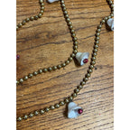 Vintage Gold Glass Beaded Christmas Garland w/ White Bells Feather Tree 9ft