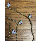 Vintage Gold Glass Beaded Christmas Garland w/ White Bells Feather Tree 9ft