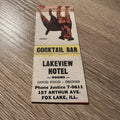 1940s Vintage Lakeview Hotel Fox lake Illinois Advertising Matchbook