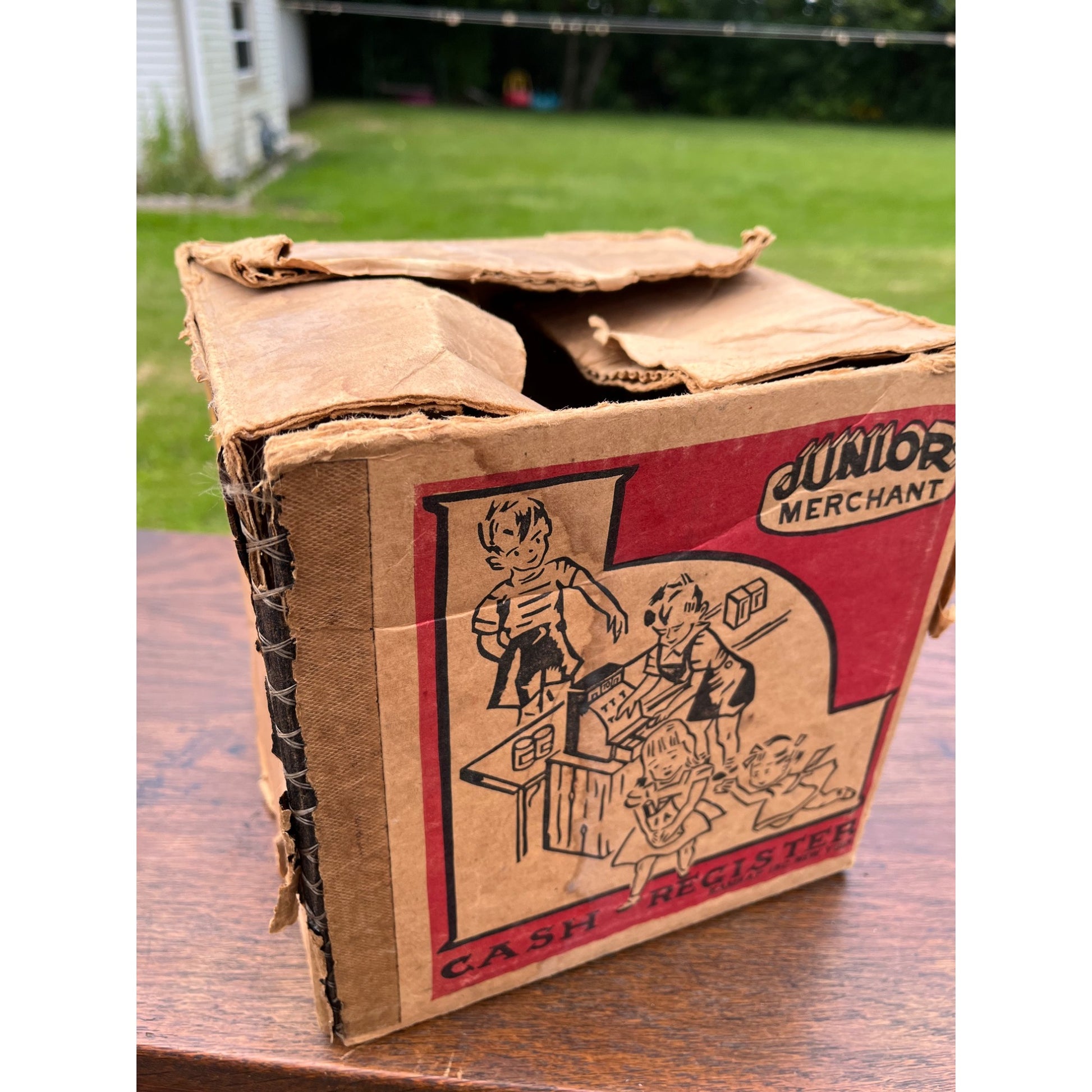 Vintage Junior Merchant Toy Register w/ Original Box & Play Currency