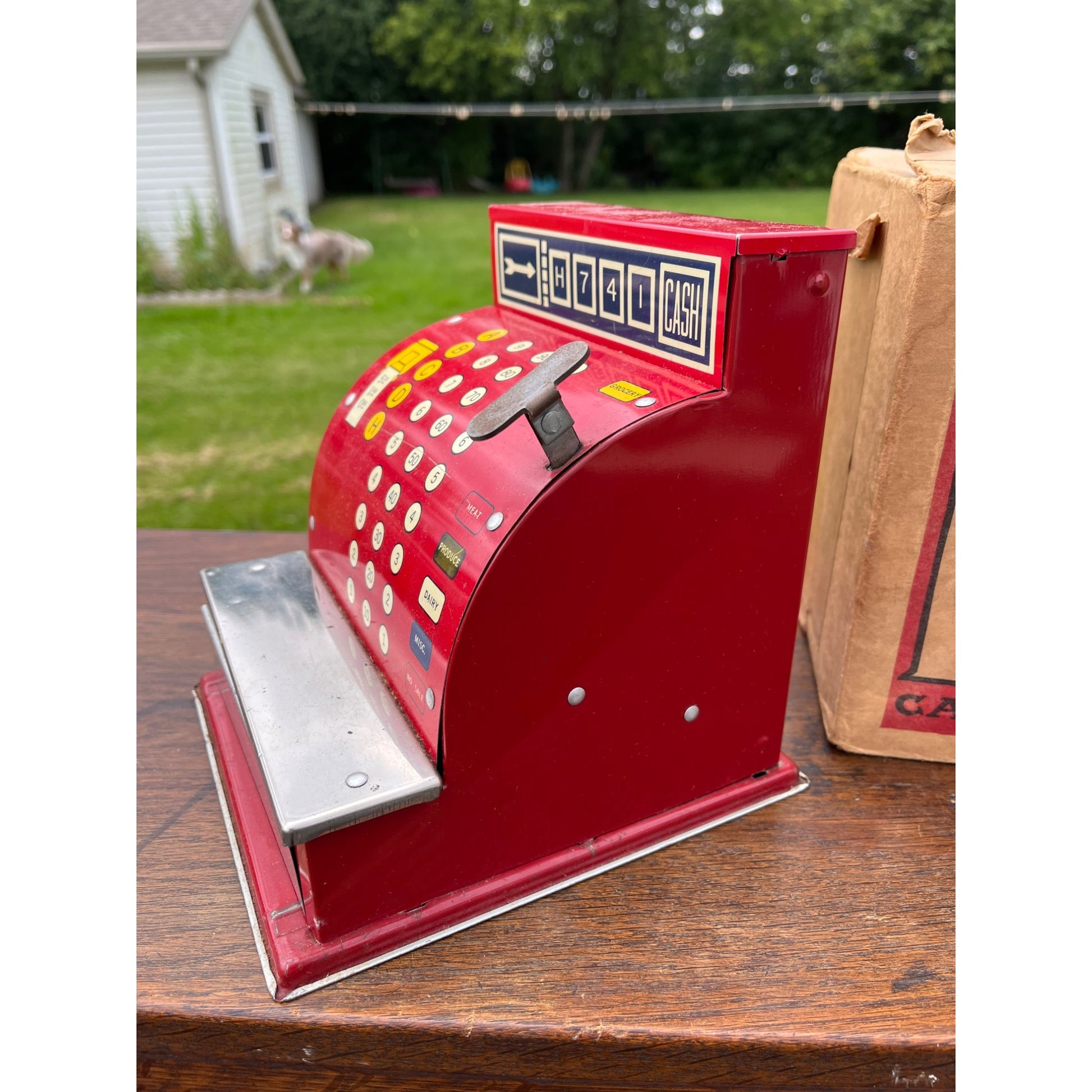 Vintage Junior Merchant Toy Register w/ Original Box & Play Currency