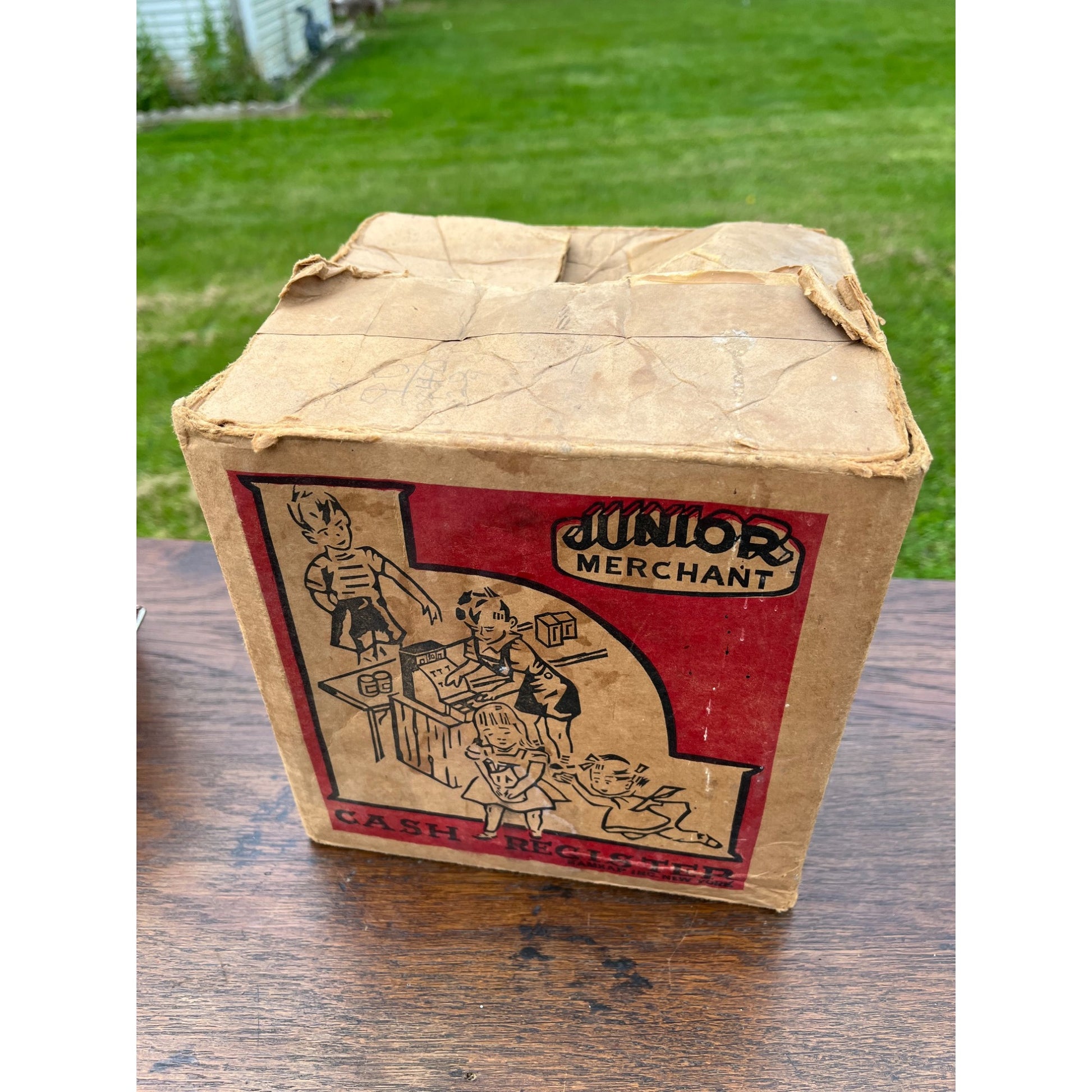 Vintage Junior Merchant Toy Register w/ Original Box & Play Currency