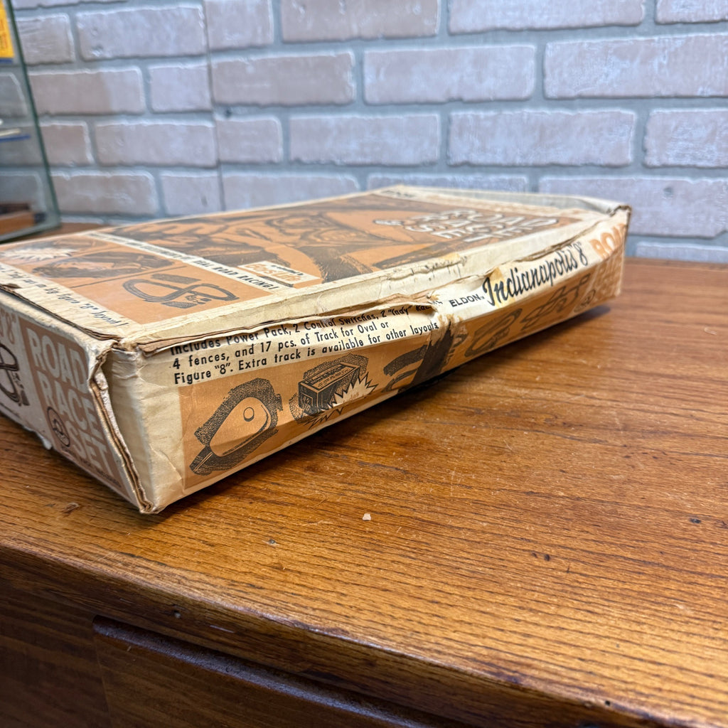 Vintage 1963 Eldon Indianapolis 8 Slot Car Toy Road Race W/ Box