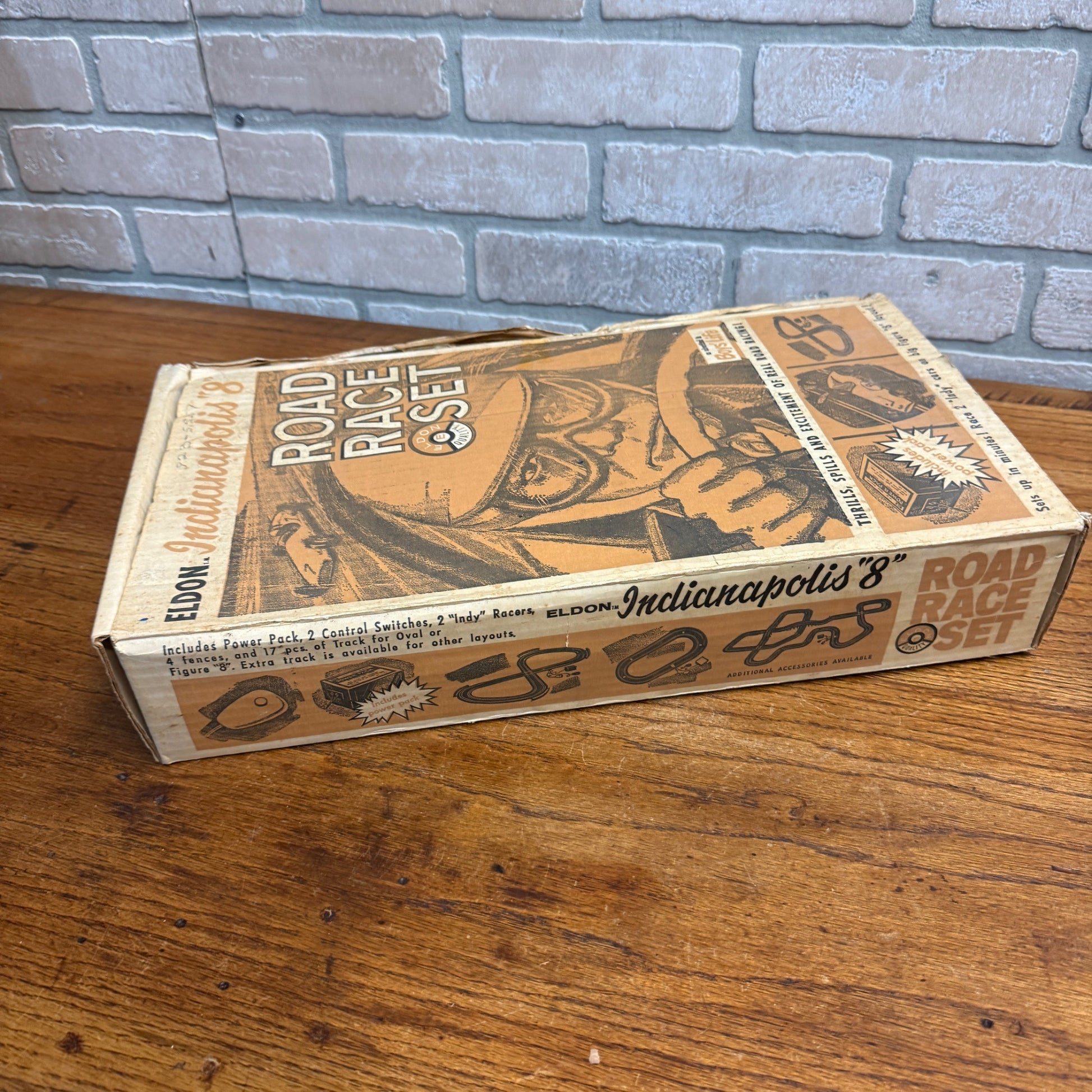 Vintage 1963 Eldon Indianapolis 8 Slot Car Toy Road Race W/ Box