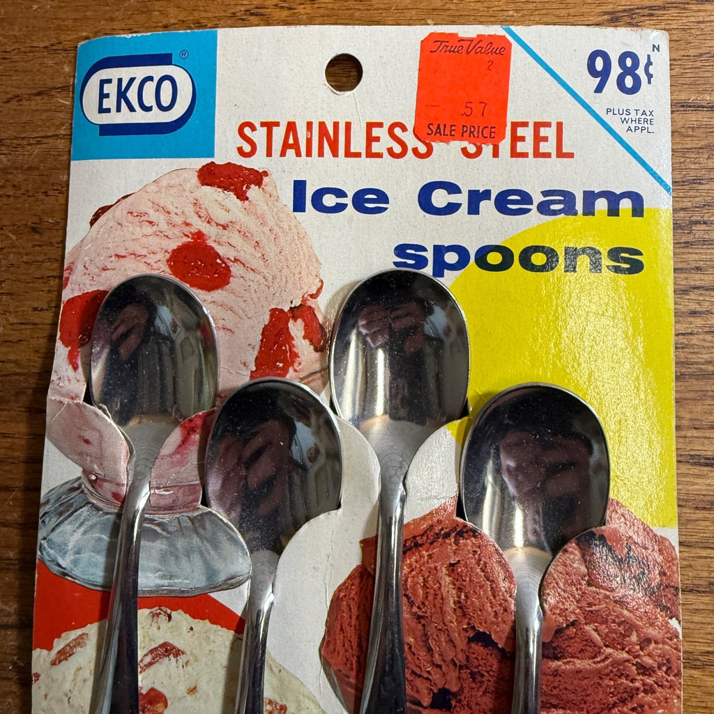Vintage 1959 ECKO Stainless Ice Cream Spoons Set 4 NOS New Old Stock
