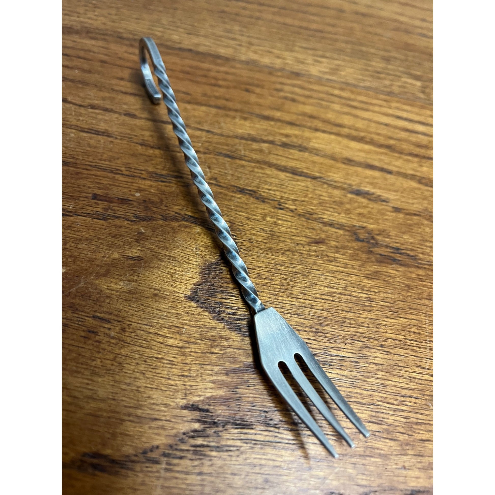 Vintage Twist Hook Handle Sterling Silver Handmade Unusual Pickle Fork 20 grams