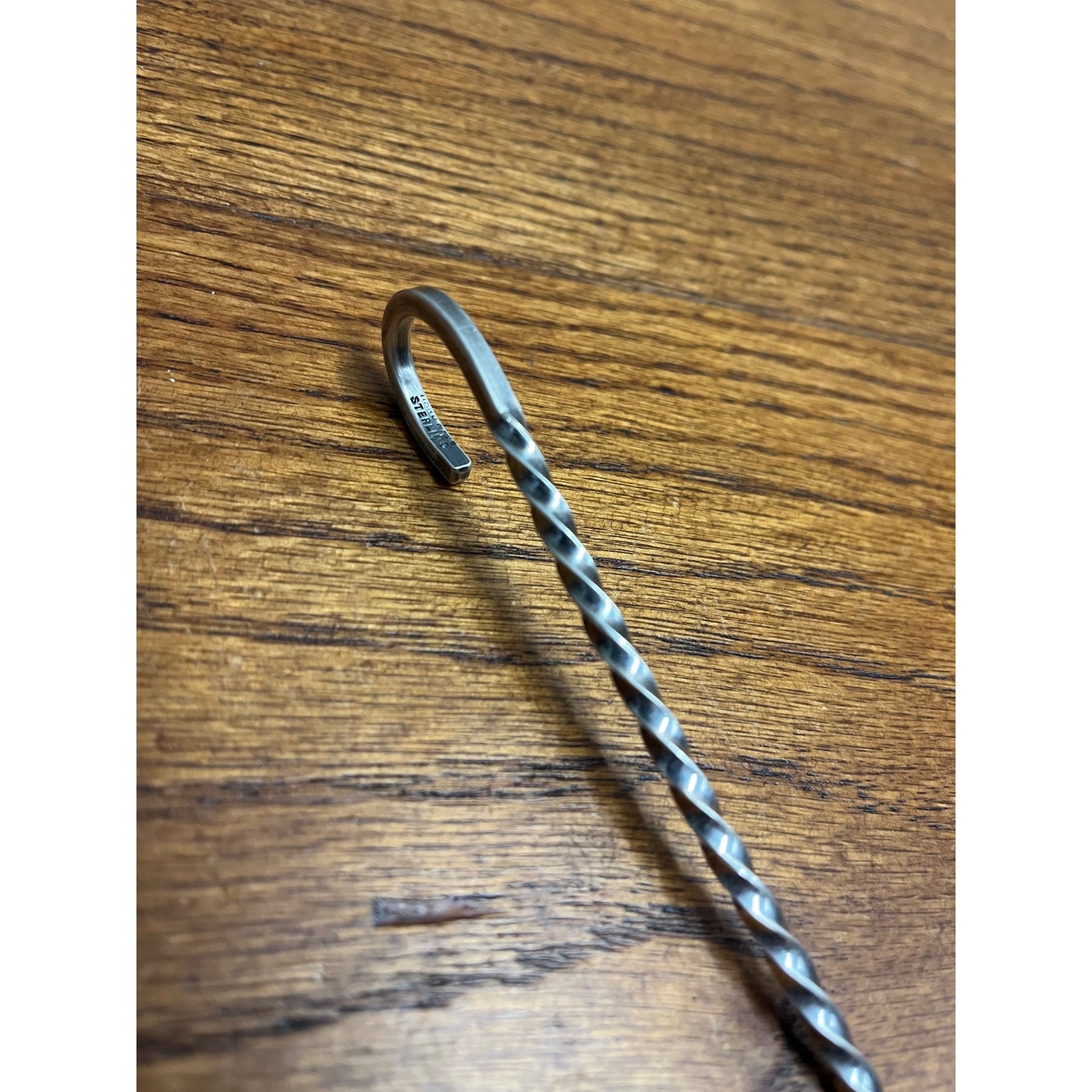 Vintage Twist Hook Handle Sterling Silver Handmade Unusual Pickle Fork 20 grams