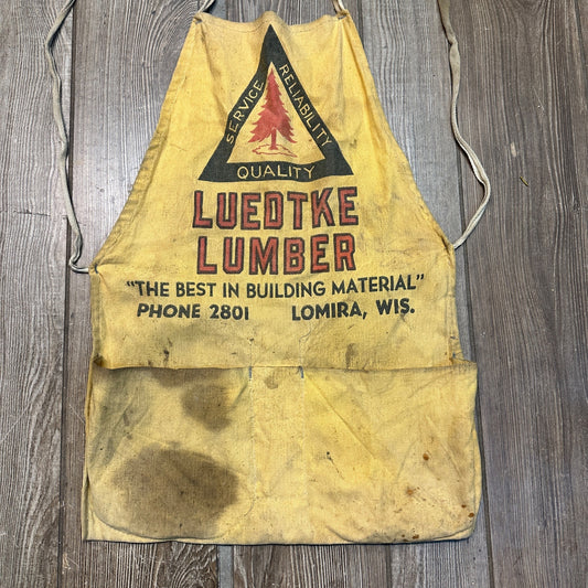 Vintage Luedtke Lumber Lomira Wis Advertising Nail Apron Carpenter's