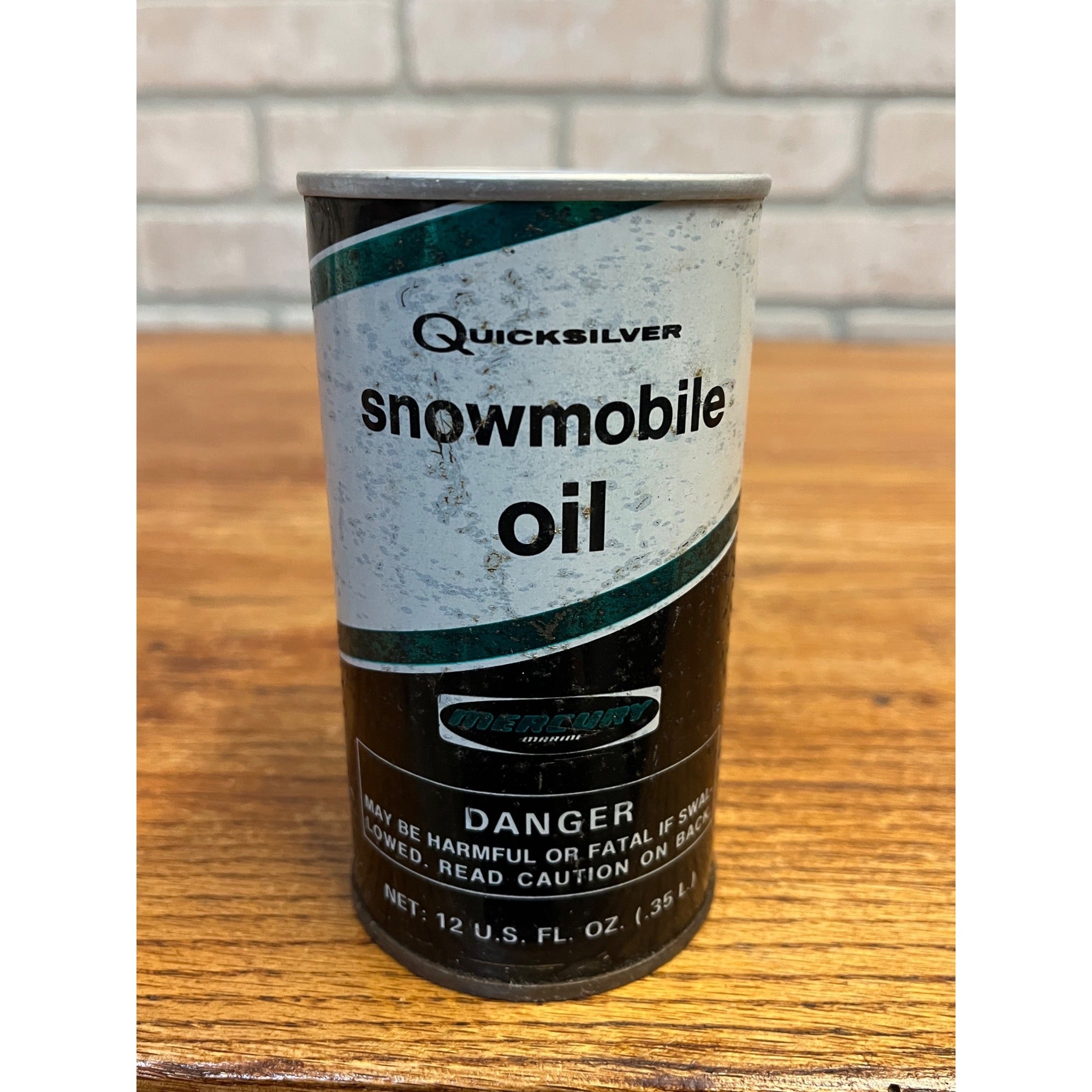 Vintage Mercury Quicksilver Snowmobile Oil 12 Fluid Ounces Pull-Tab Can SAE 20