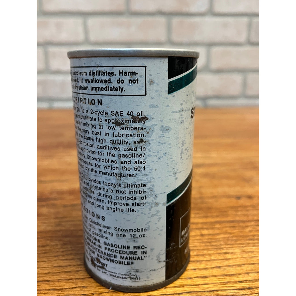 Vintage Mercury Quicksilver Snowmobile Oil 12 Fluid Ounces Pull-Tab Can SAE 20