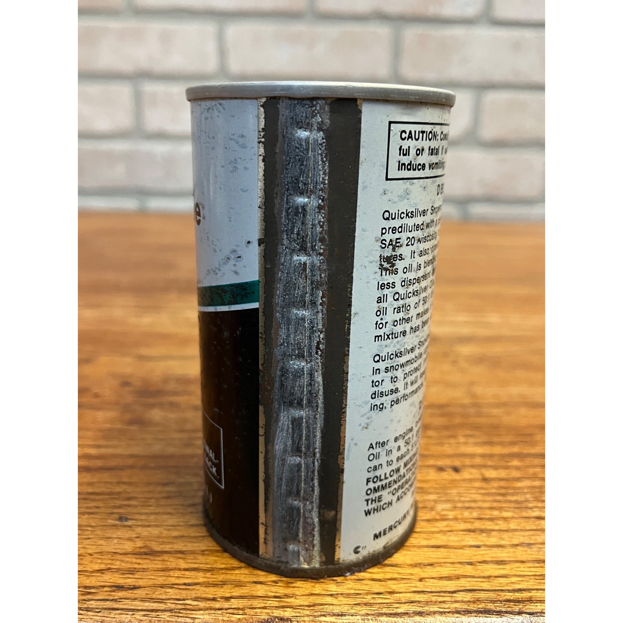 Vintage Mercury Quicksilver Snowmobile Oil 12 Fluid Ounces Pull-Tab Can SAE 20