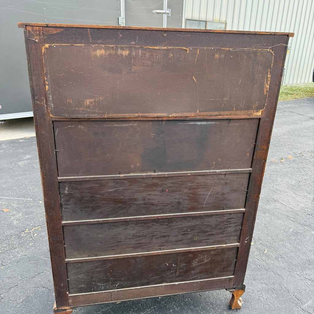 Antique Oak Curved Glass Display Cabinet Bookcase Hutch Mirror