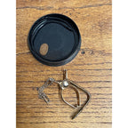 Vintage 22k Gold Plated Bag & Glove Holder Folding Table Arm Original Round Box