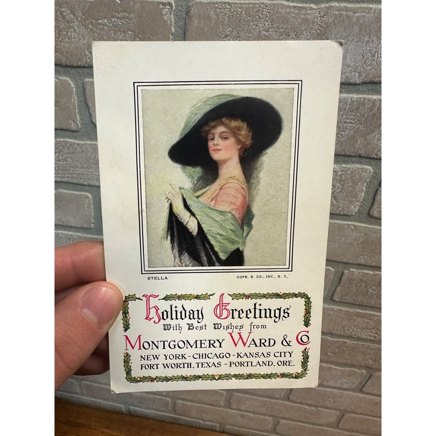 c1910s Montgomery Ward Co. Holiday Greetings Postcard Christmas