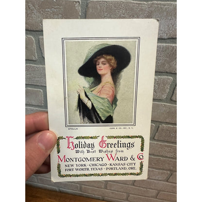 c1910s Montgomery Ward Co. Holiday Greetings Postcard Christmas