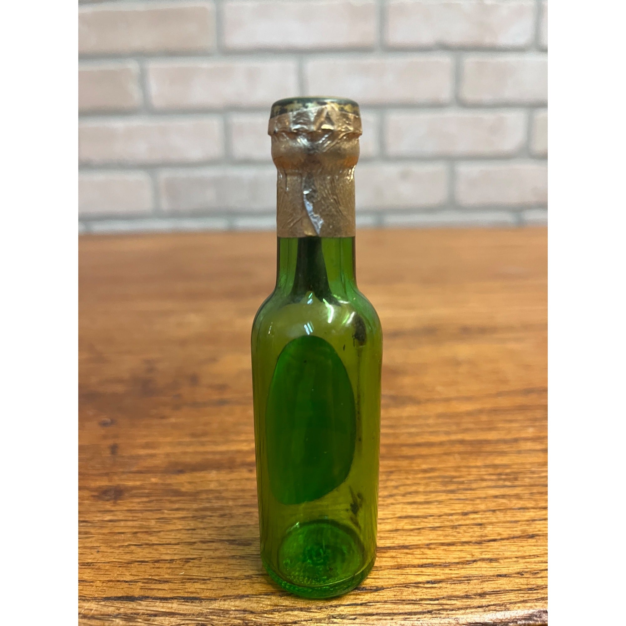 Vintage 1950s Pabst Blue Ribbon Genuine Ale Miniature Green Glass Beer Bottle