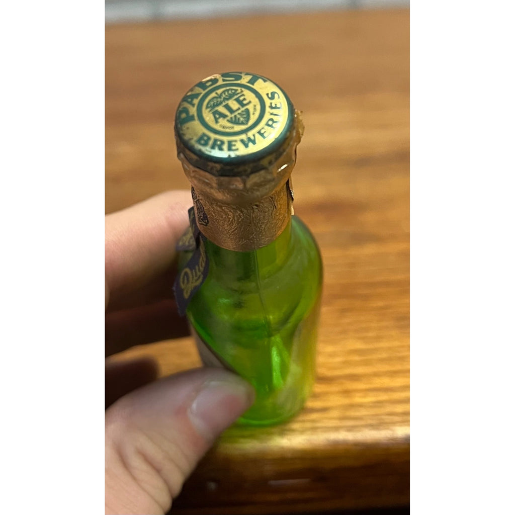 Vintage 1950s Pabst Blue Ribbon Genuine Ale Miniature Green Glass Beer Bottle