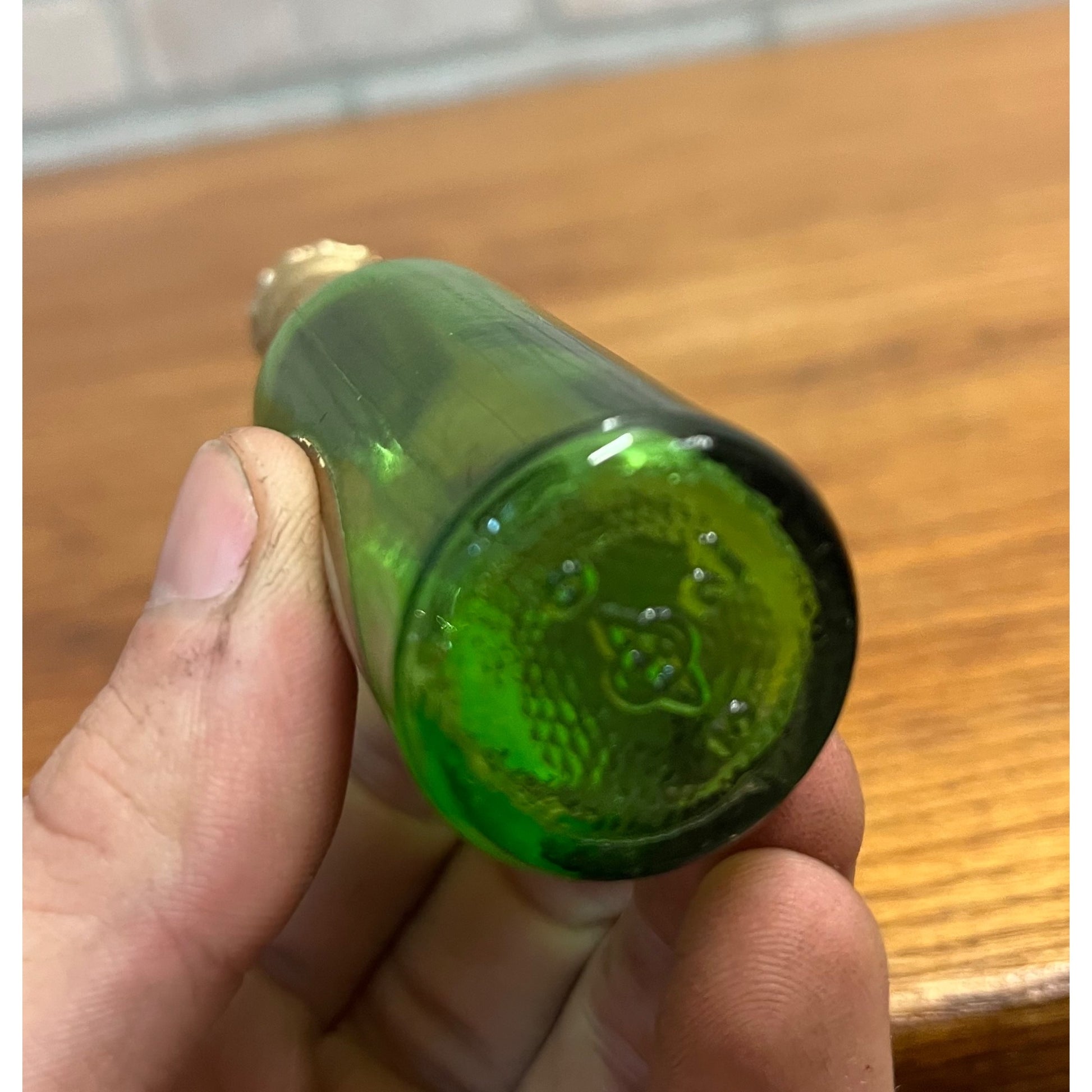 Vintage 1950s Pabst Blue Ribbon Genuine Ale Miniature Green Glass Beer Bottle