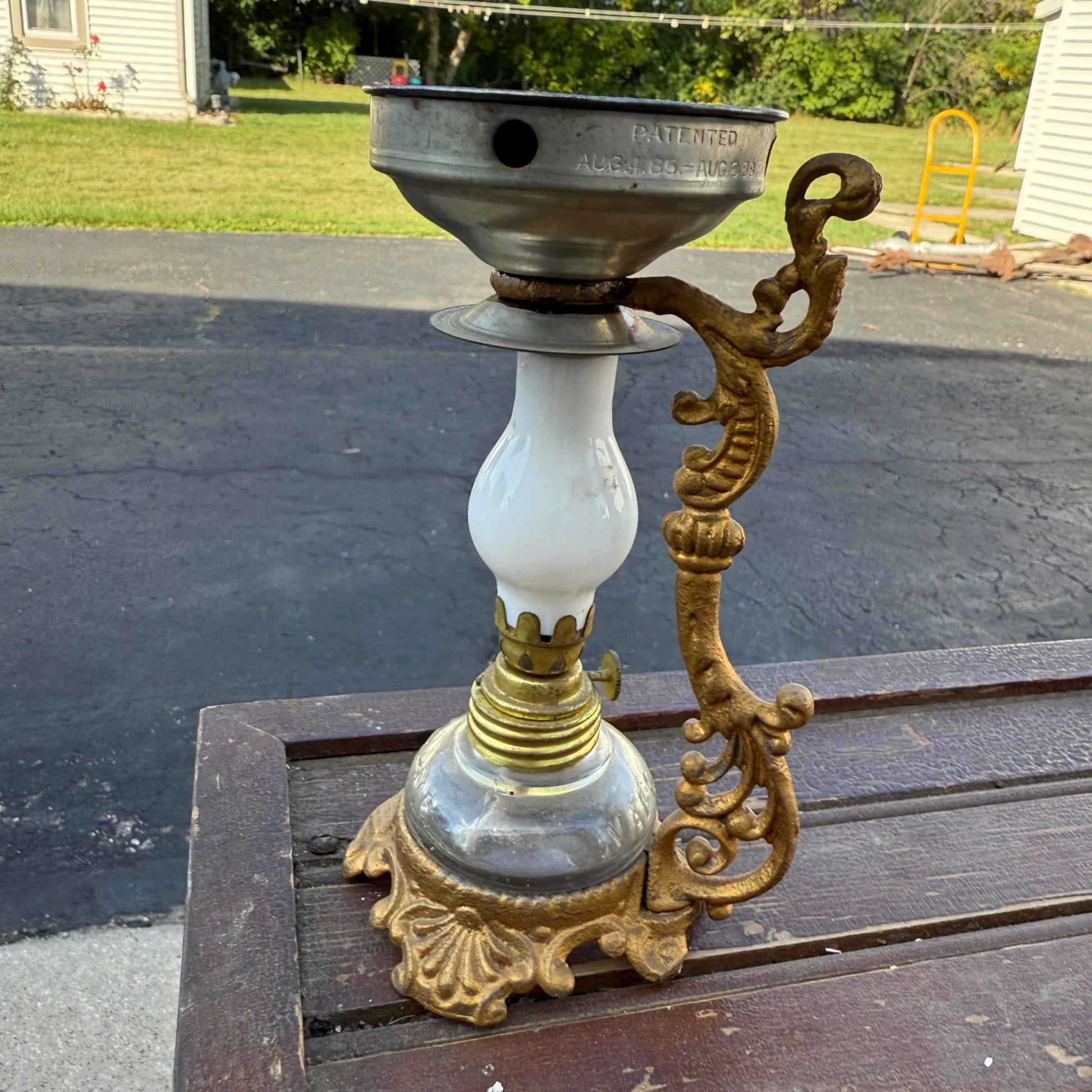 Vtg ANTIQUE 1800'S BRASS VAPO CRESOLENE VAPORIZER MEDICAL OIL LAMP