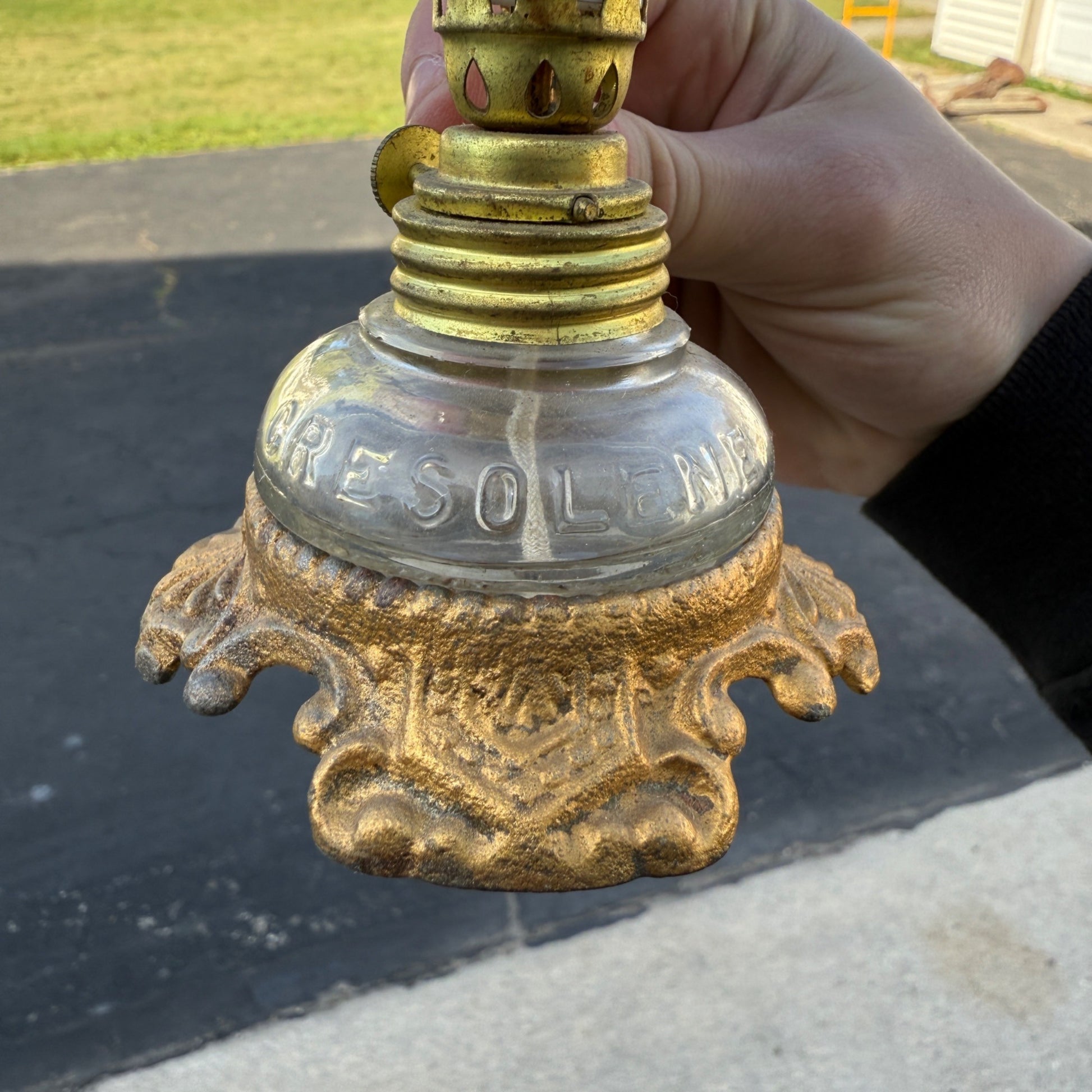 Vtg ANTIQUE 1800'S BRASS VAPO CRESOLENE VAPORIZER MEDICAL OIL LAMP