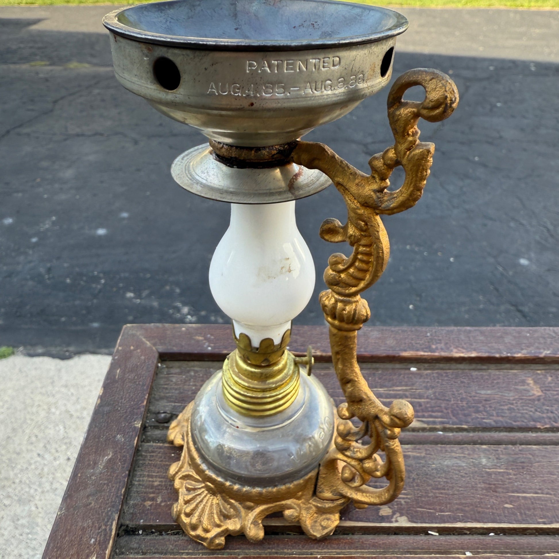 Vtg ANTIQUE 1800'S BRASS VAPO CRESOLENE VAPORIZER MEDICAL OIL LAMP