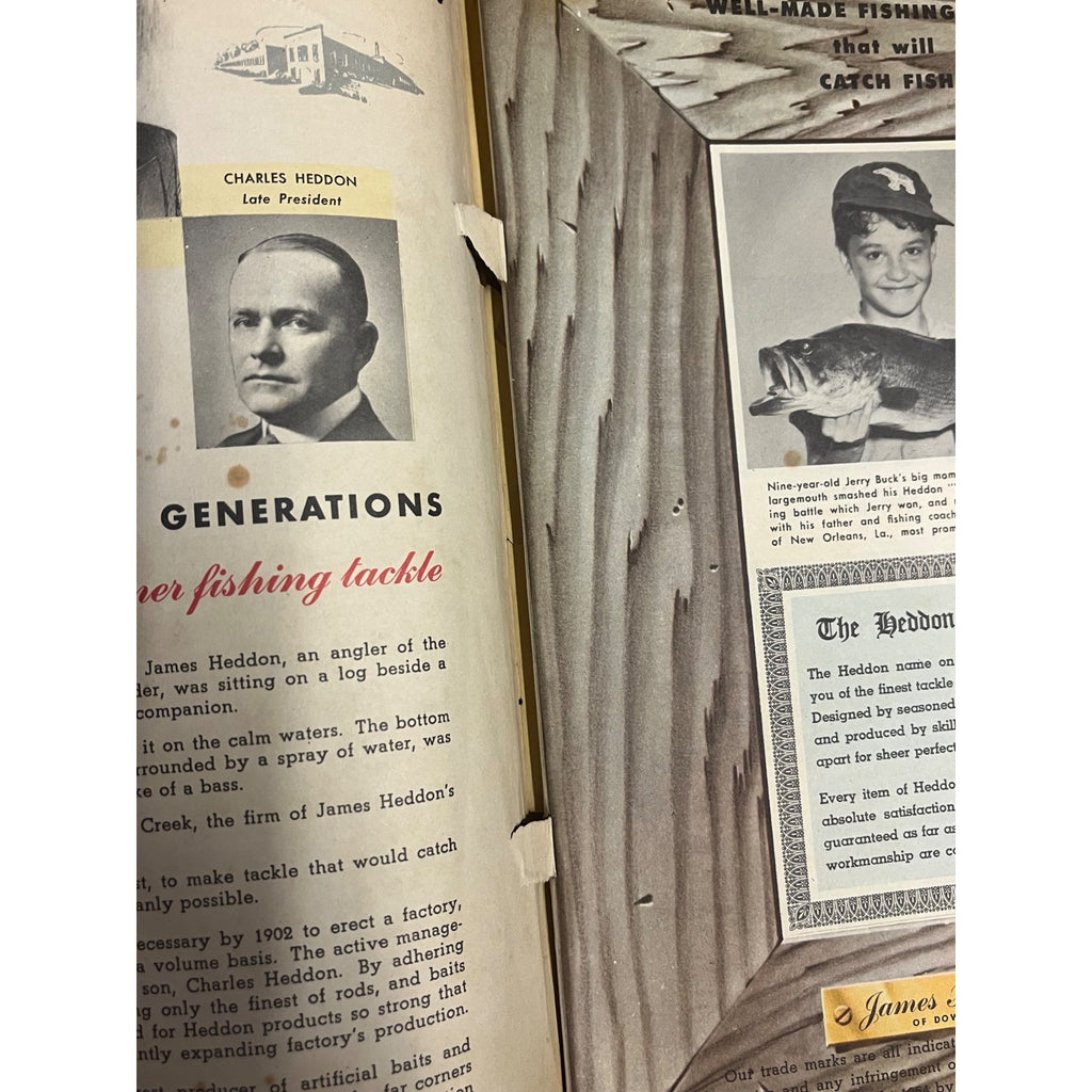 1954 Heddon Fishing Tackle Catalogue, Pamphlet and Walleye Heddon Print