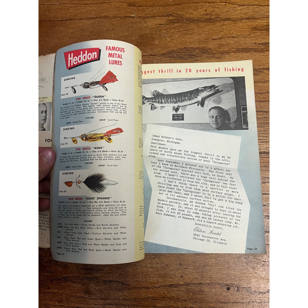 1954 Heddon Fishing Tackle Catalogue, Pamphlet and Walleye Heddon Print
