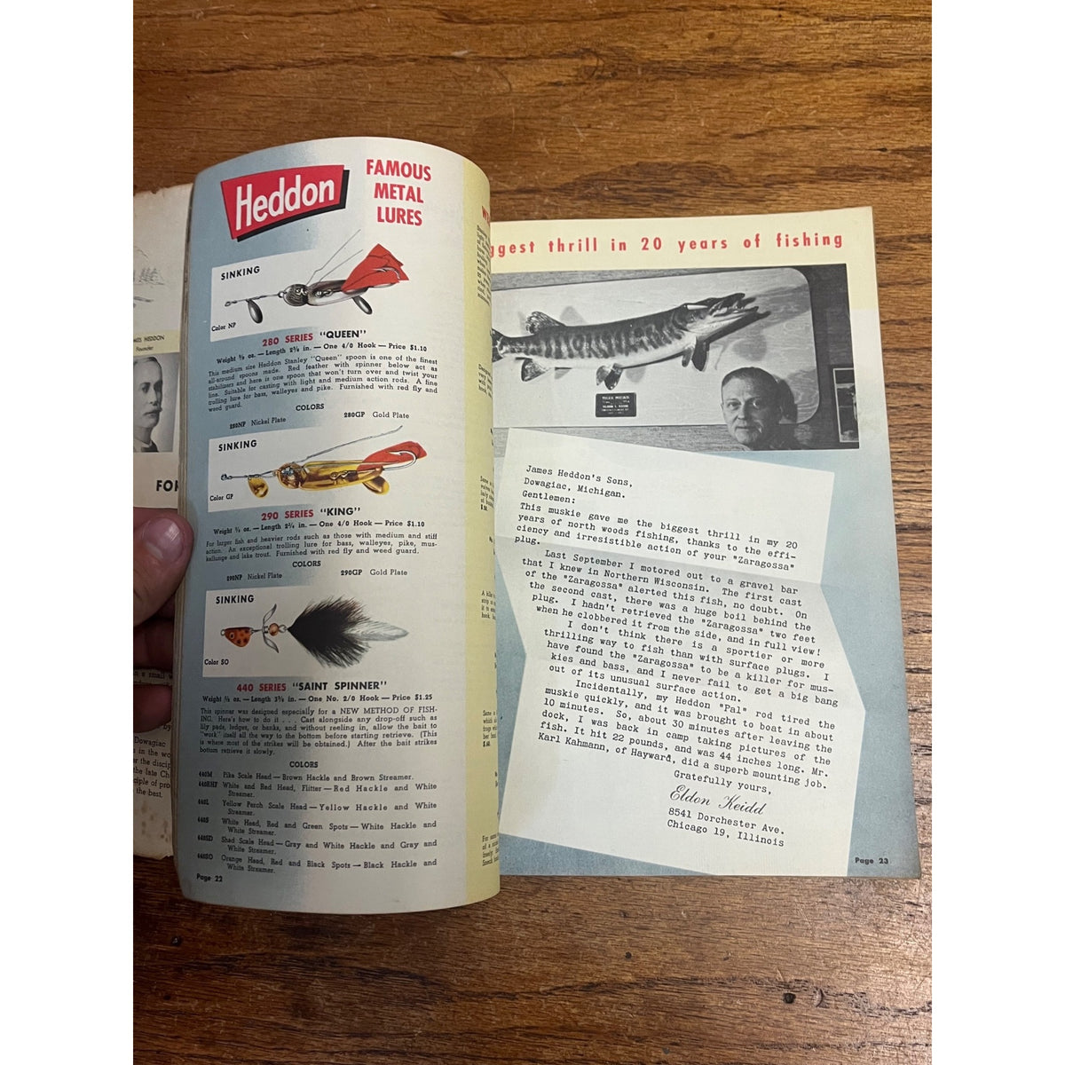 1954 Heddon Fishing Tackle Catalogue, Pamphlet and Walleye Heddon Print