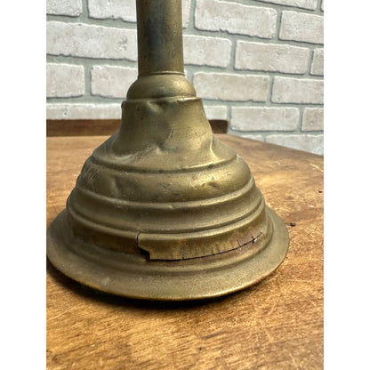 Antique Primitive Brass Whale Oil Lamp 13" w/ Insertible Reservior