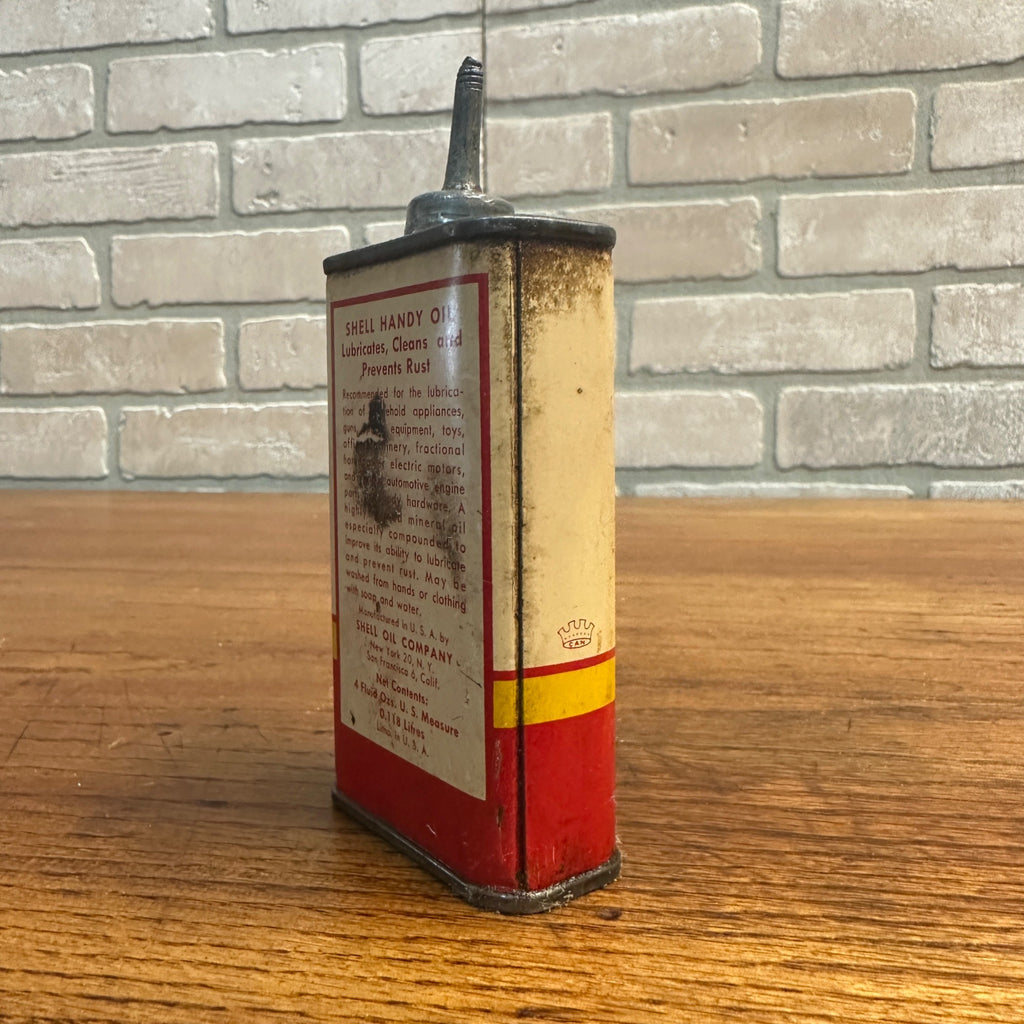 Vintage SHELL Handy Oil - Lead Top Oiler Advertising Tin Can - Gas & Oil